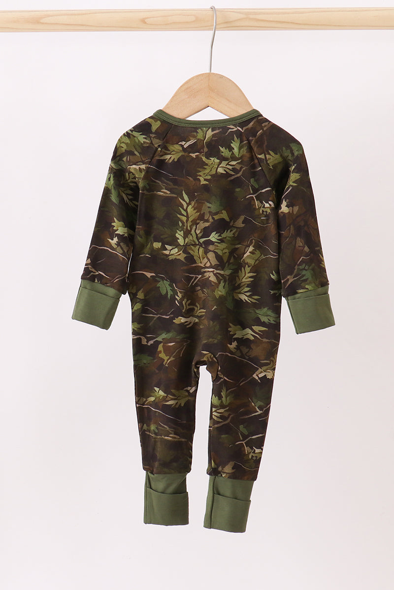 Camo Bamboo Zipper Romper