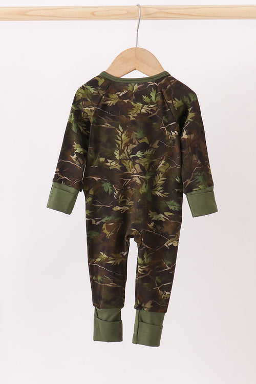 Camo Bamboo Zipper Romper