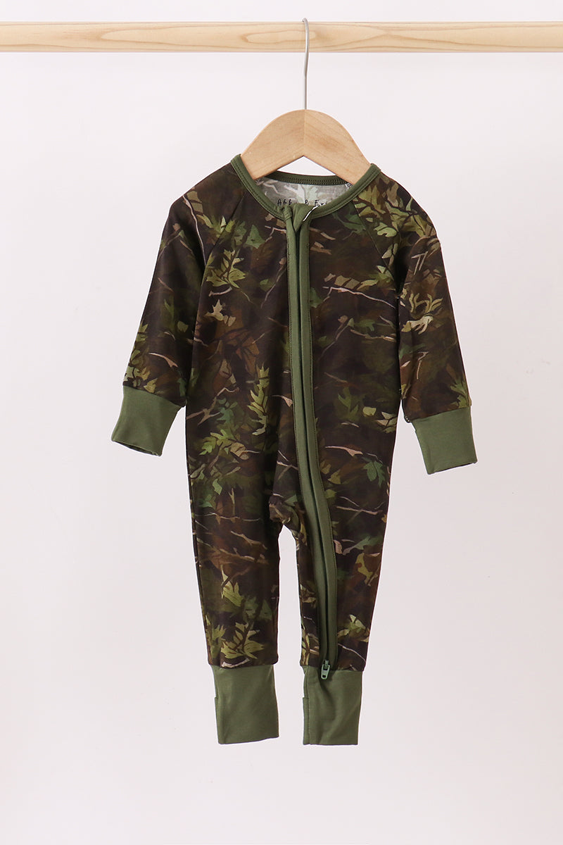 Camo Bamboo Zipper Romper