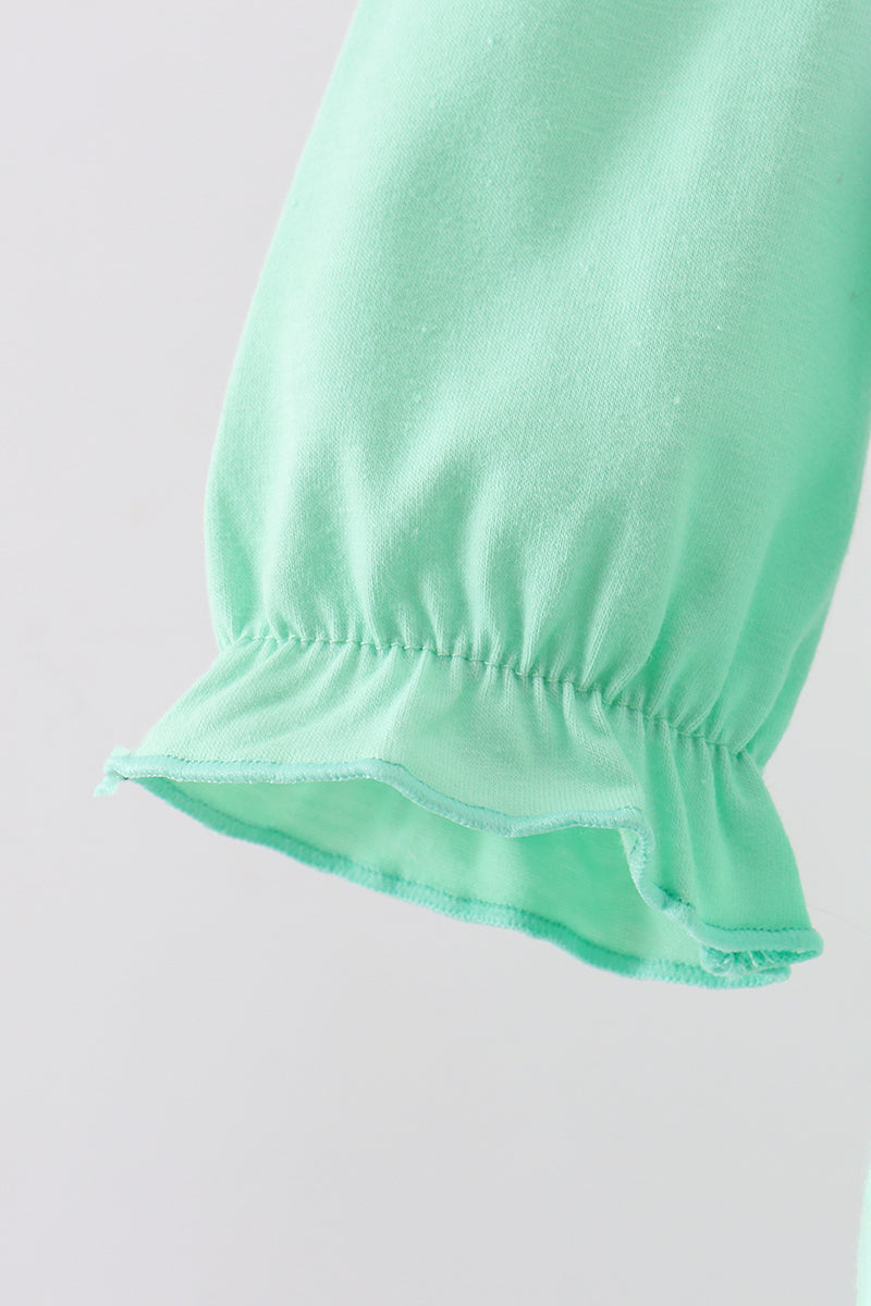 Green Embroidery Ruffle Bubble Onesie