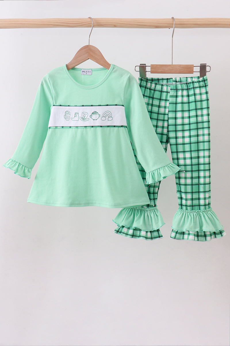 Green Parade Ruffle Gingham Pants Set
