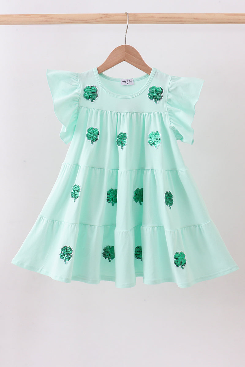 Mint Clover Ruffle Tiered Dress
