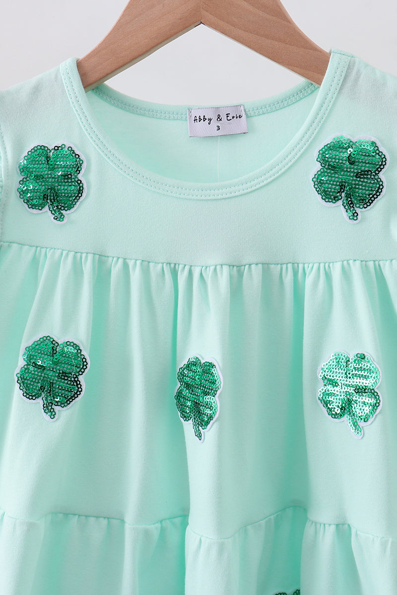 Mint Clover Ruffle Tiered Dress