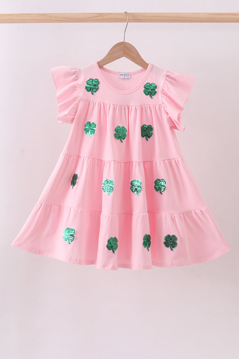 Pink Clover Ruffle Tiered Dress