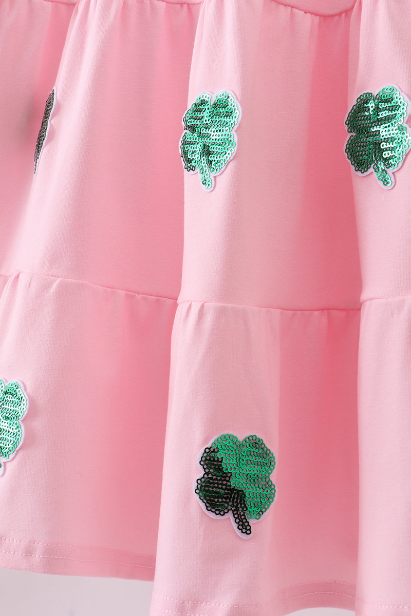 Pink Clover Ruffle Tiered Dress