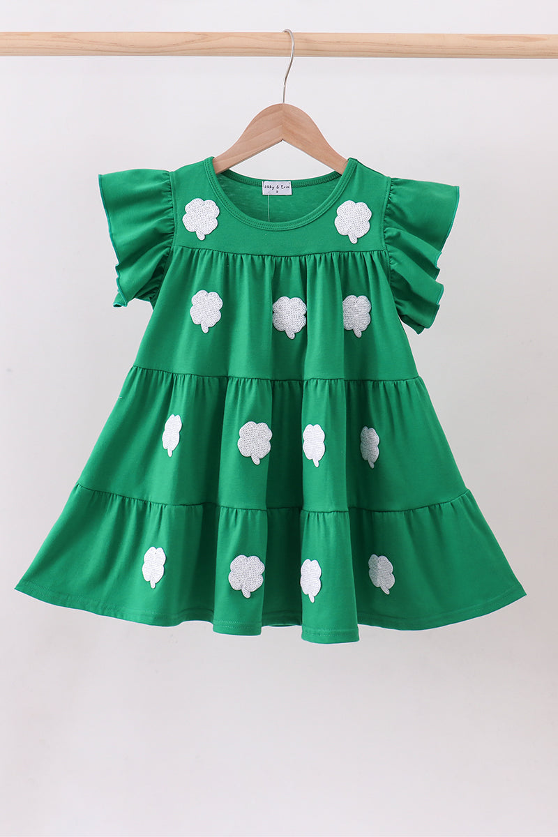 Green Clover Ruffle Tiered Dress
