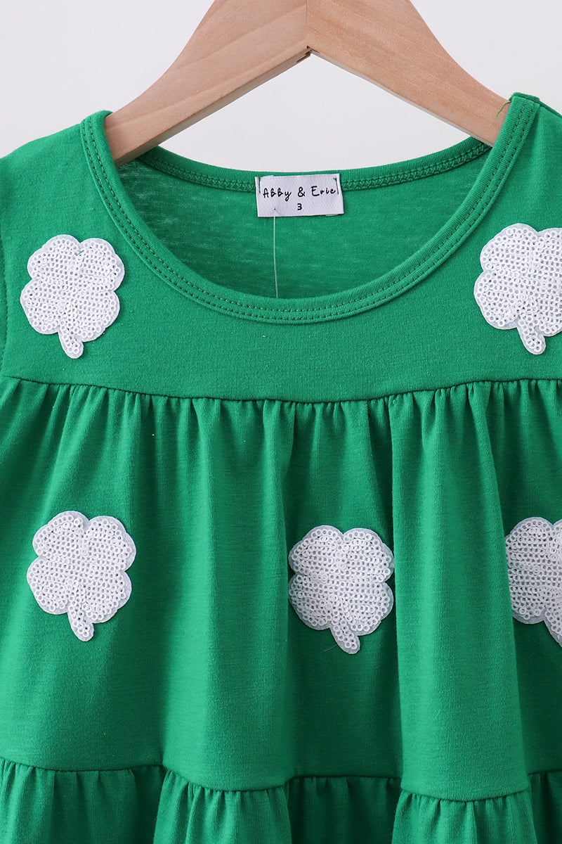 Green Clover Ruffle Tiered Dress