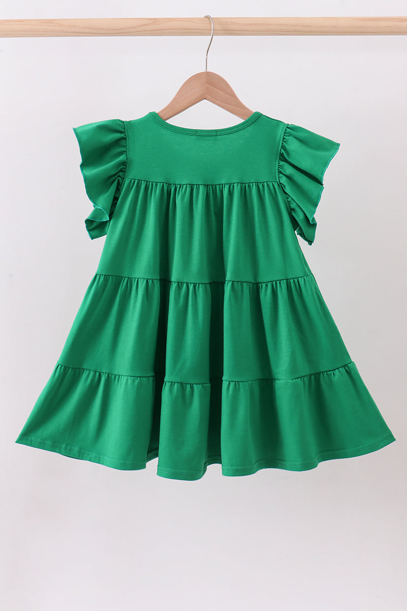 Green Clover Ruffle Tiered Dress