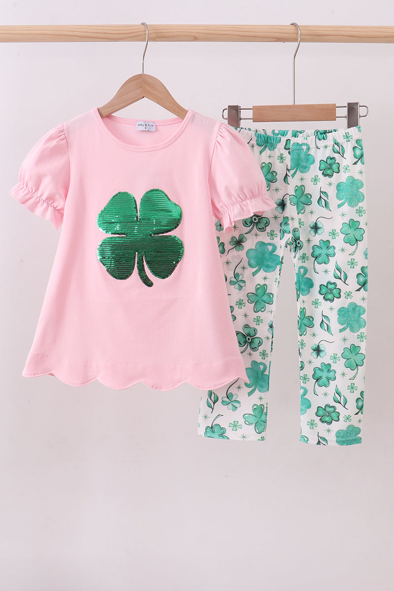 Pink Clover Pants Set