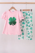 Pink Clover Pants Set