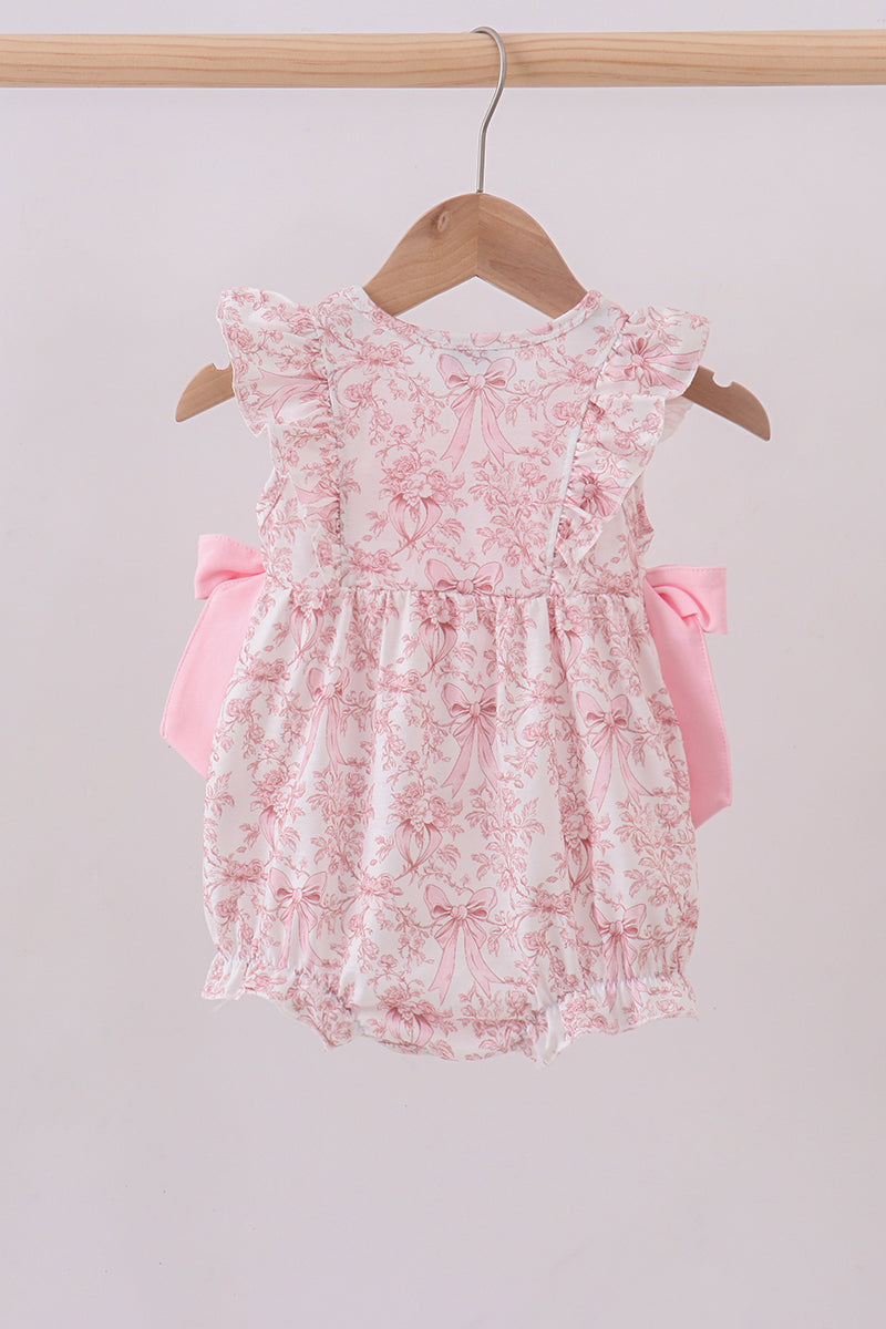 Pink bowknot cross applique ruffle bubble
