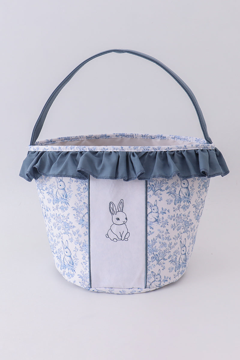 Blue bunny floral ruffle basket