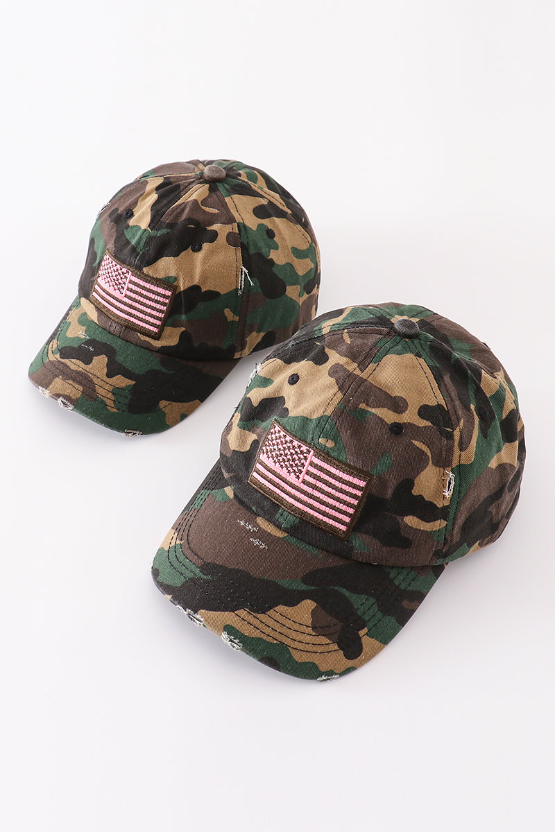 Camouflage flag vintage baseball cap mini + mama or dad