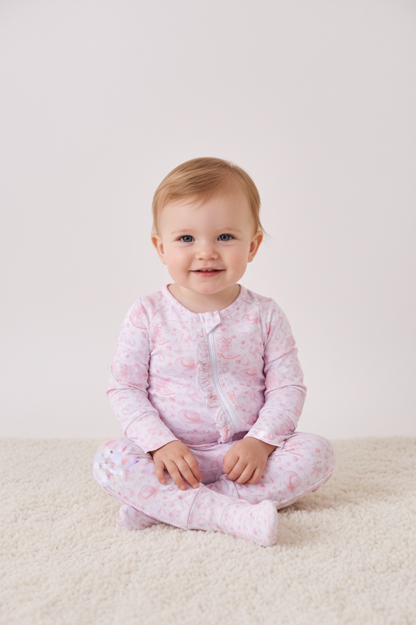 Pink Boots Bamboo Romper
