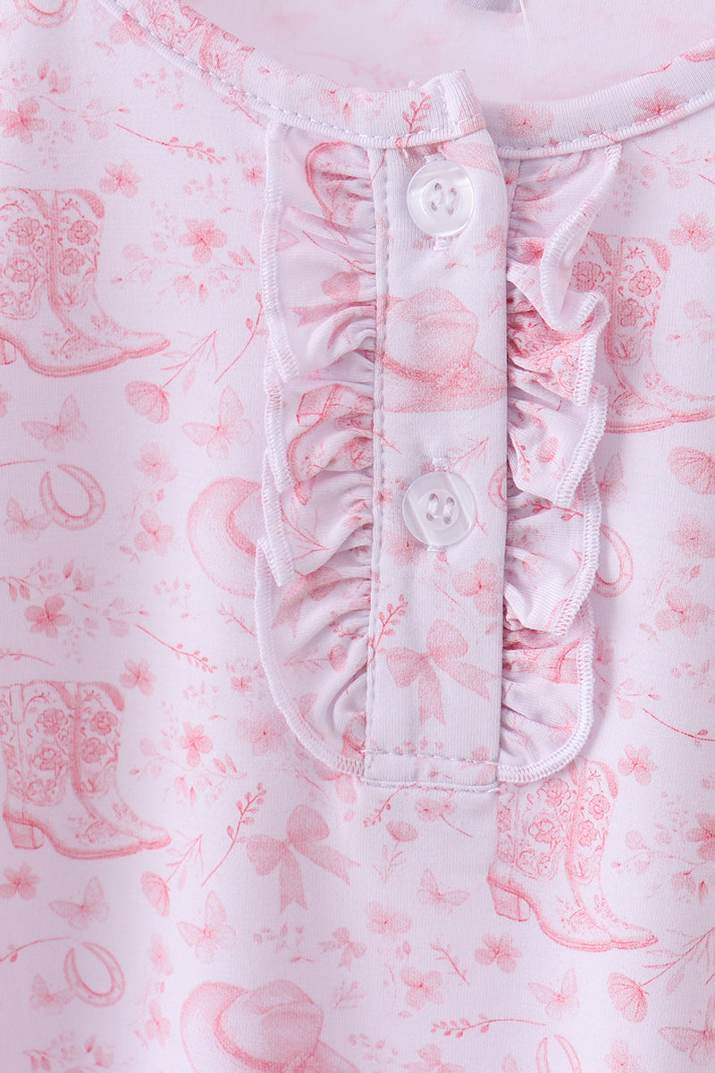 Pink Boots Bamboo Pants Set