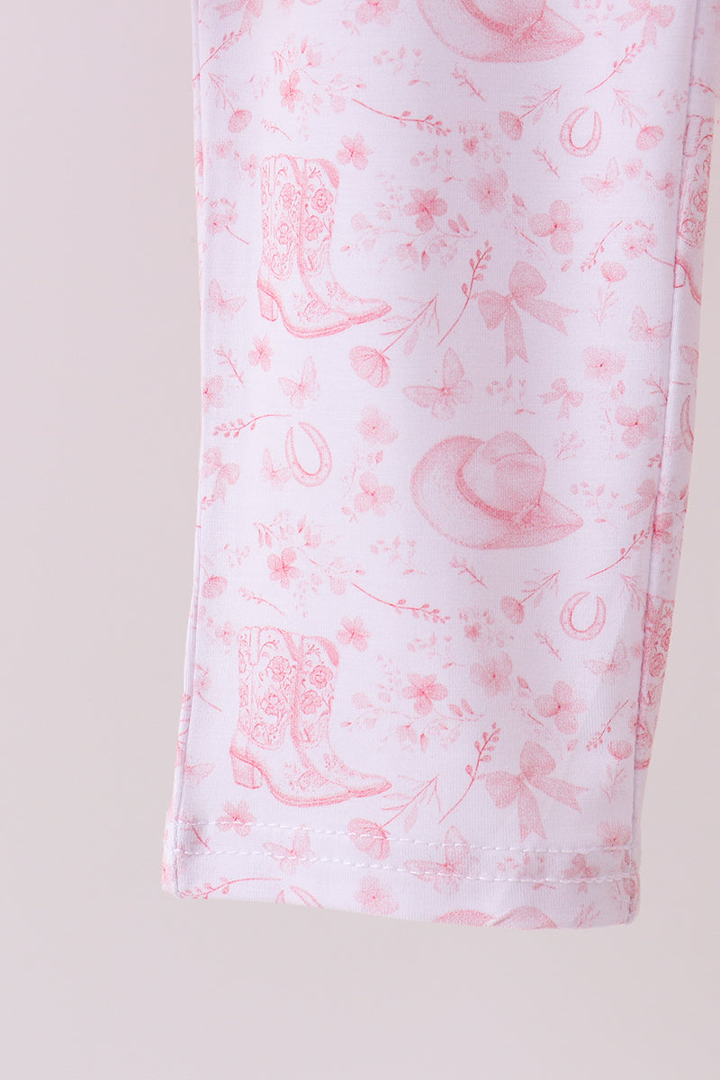 Pink Boots Bamboo Pants Set