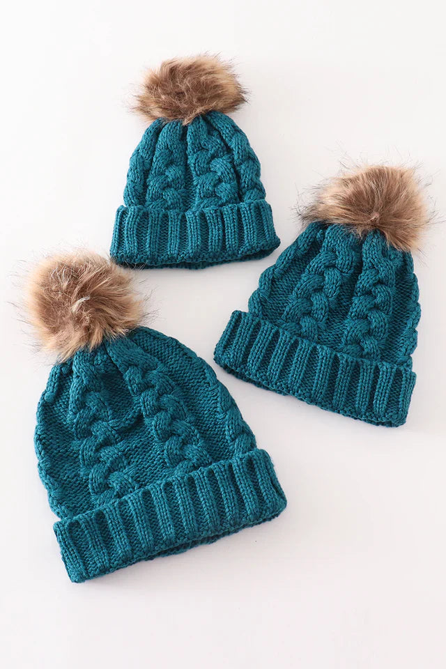 Pompom Beanie Hat - Teal