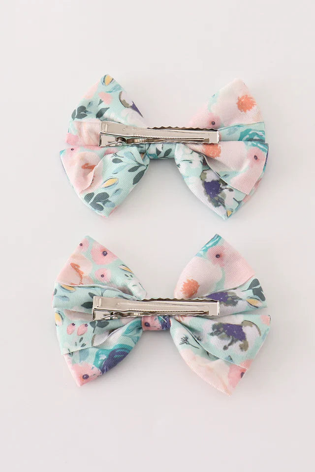 Piggie Hair Bow - Green Garden