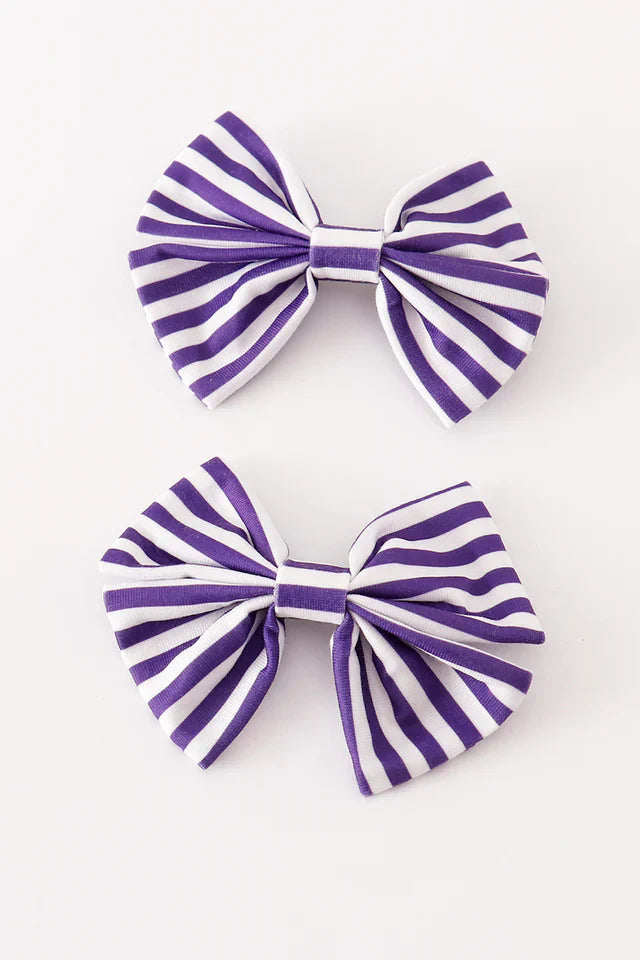 Piggie Hair Bow - Purple Stripe