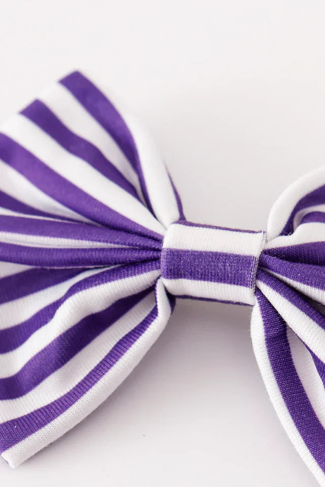 Piggie Hair Bow - Purple Stripe
