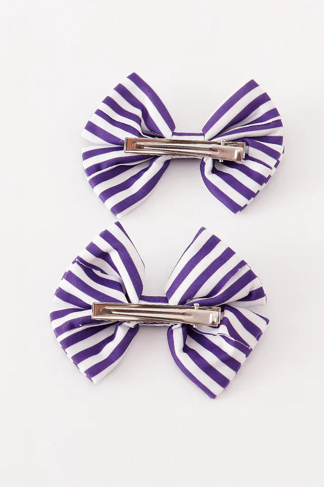Piggie Hair Bow - Purple Stripe