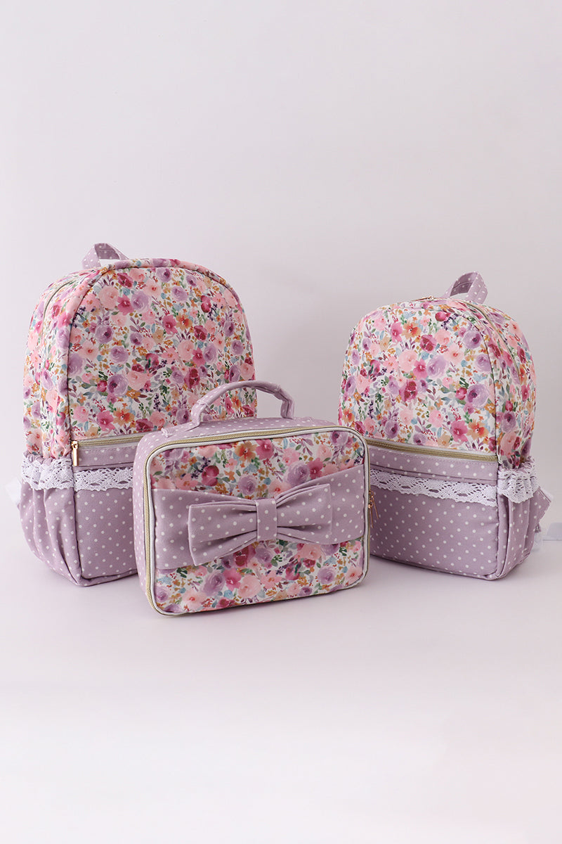 Purple Floral Canvas Backpack