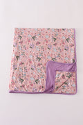 Purple Floral Bamboo Blanket