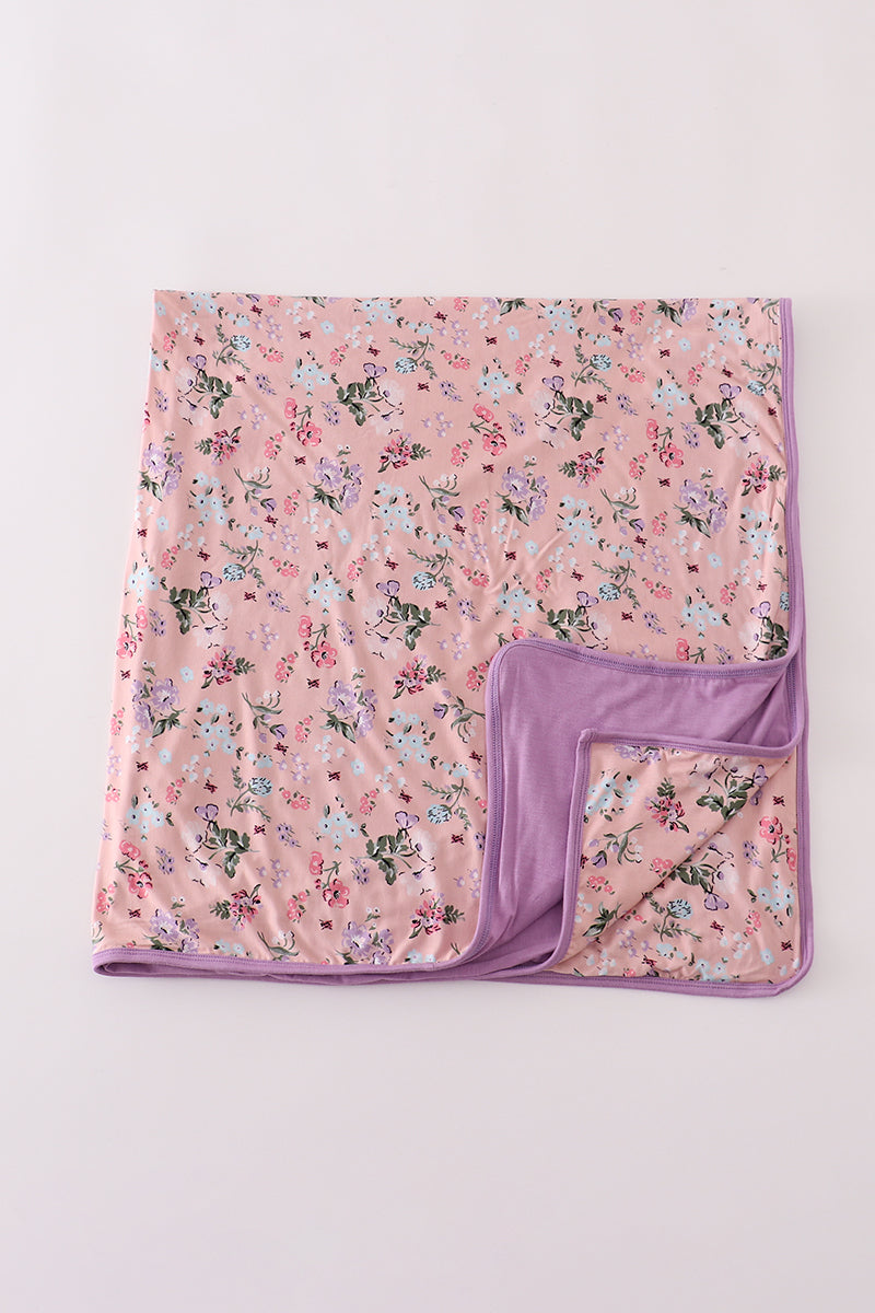 Purple Floral Bamboo Blanket