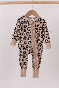 Brown Leopard Bamboo Zipper Romper