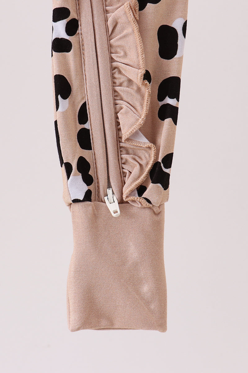 Brown Leopard Bamboo Zipper Romper