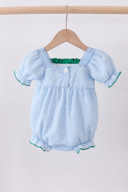 Blue Clover Swiss Dot Bubble Onesie