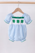 Blue Clover Swiss Dot Bubble Onesie