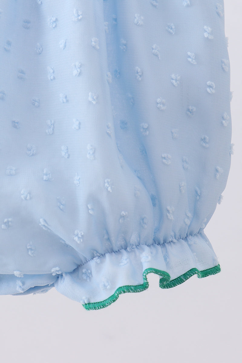 Blue Clover Swiss Dot Bubble Onesie
