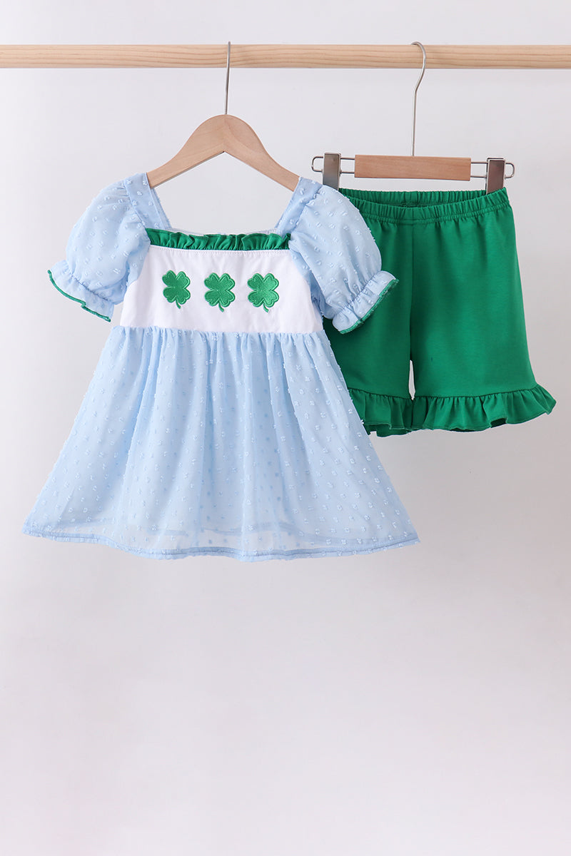 Blue Clover Swiss Dot Shorts Set
