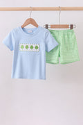 Blue Clover Embroidery Shorts Set