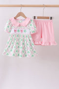 Pink Clover Bow Shorts Set