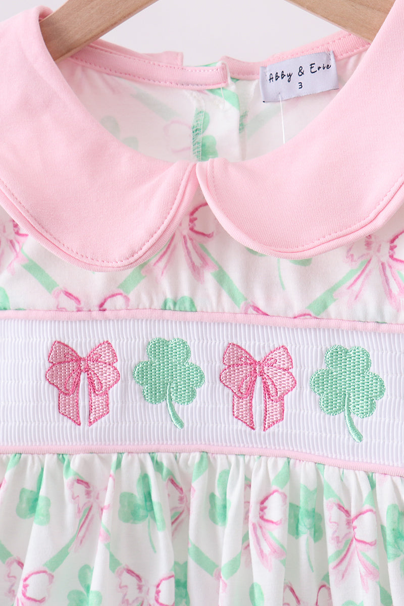 Pink Clover Bow Shorts Set
