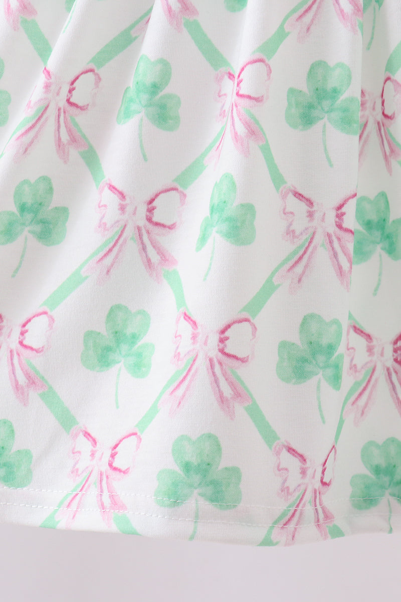 Pink Clover Bow Shorts Set