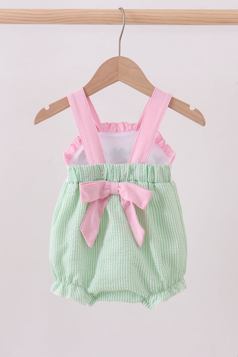 Green Clover Bow Bubble Onesie