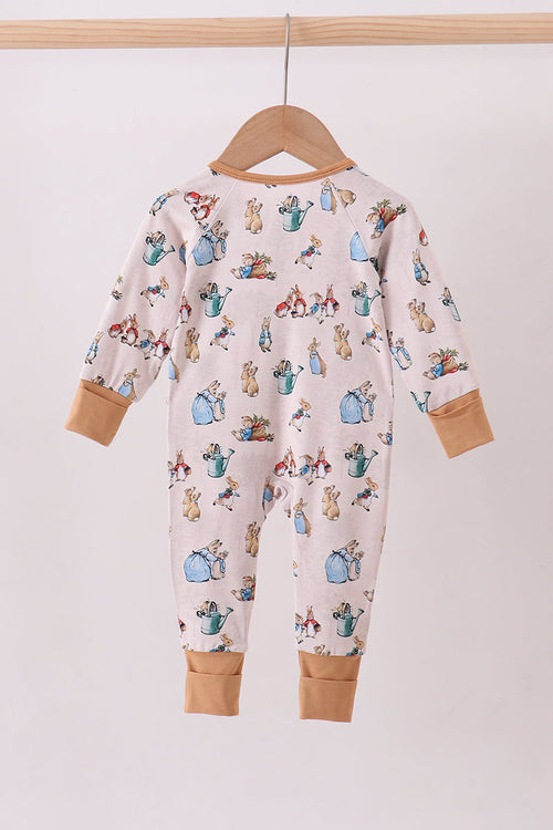 Brown bunny bamboo zipper romper