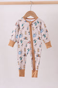 Brown bunny bamboo zipper romper