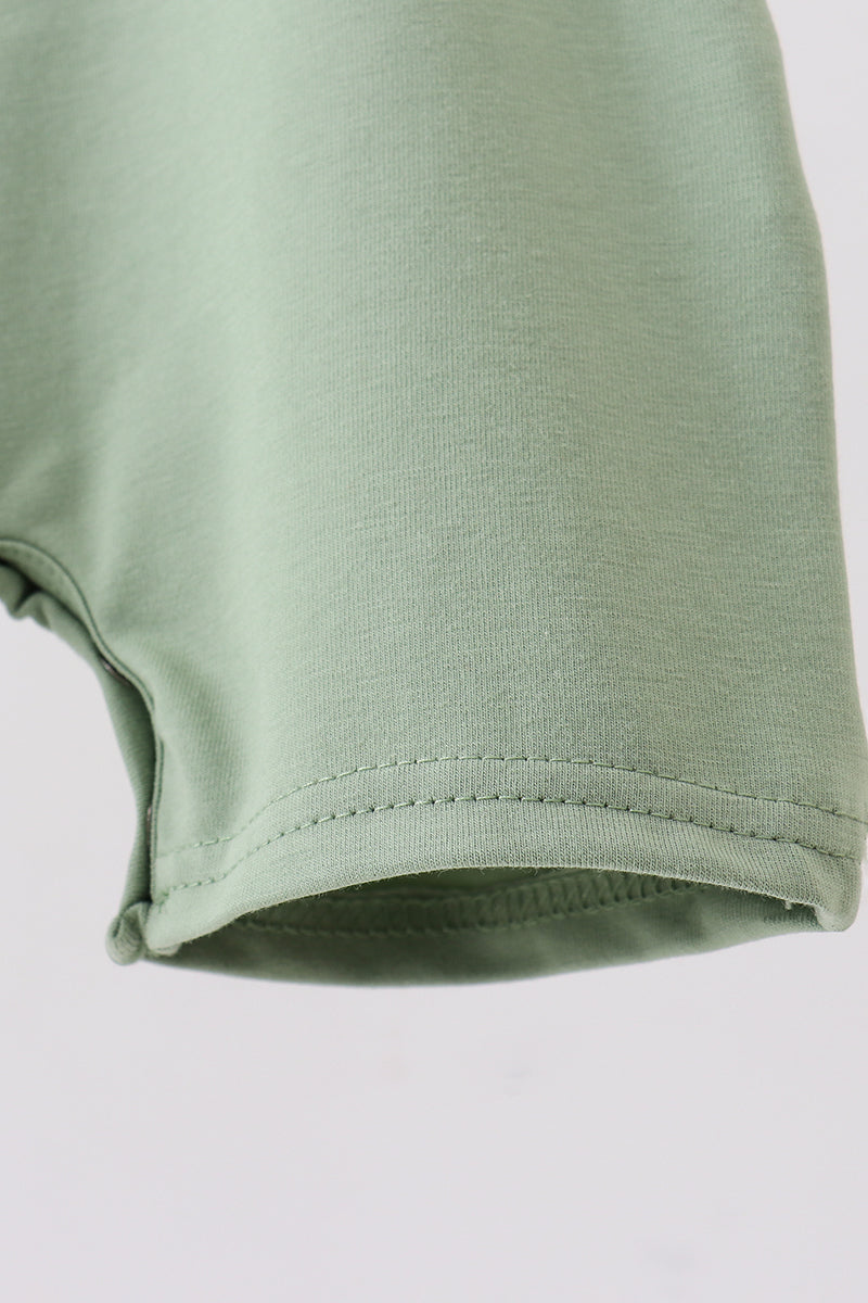 Green camouflage cross applique romper