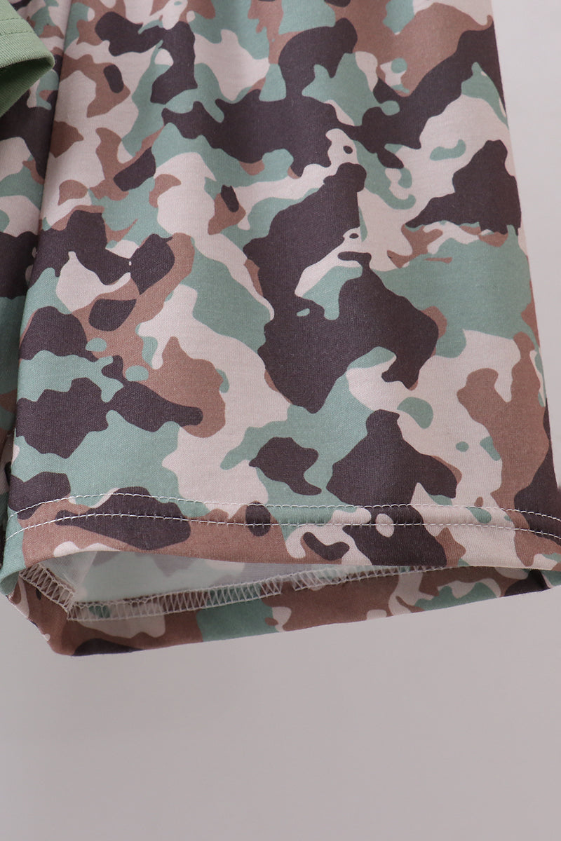 Green camouflage cross shorts set