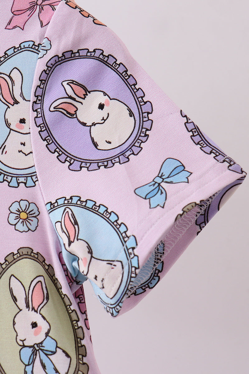 Purple bunny print bamboo jumpsuit