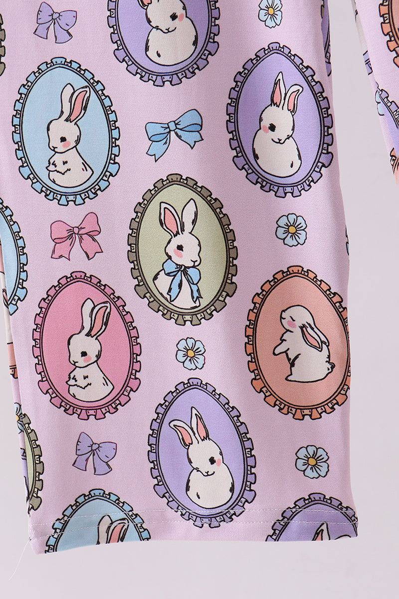 Purple bunny print bamboo jumpsuit