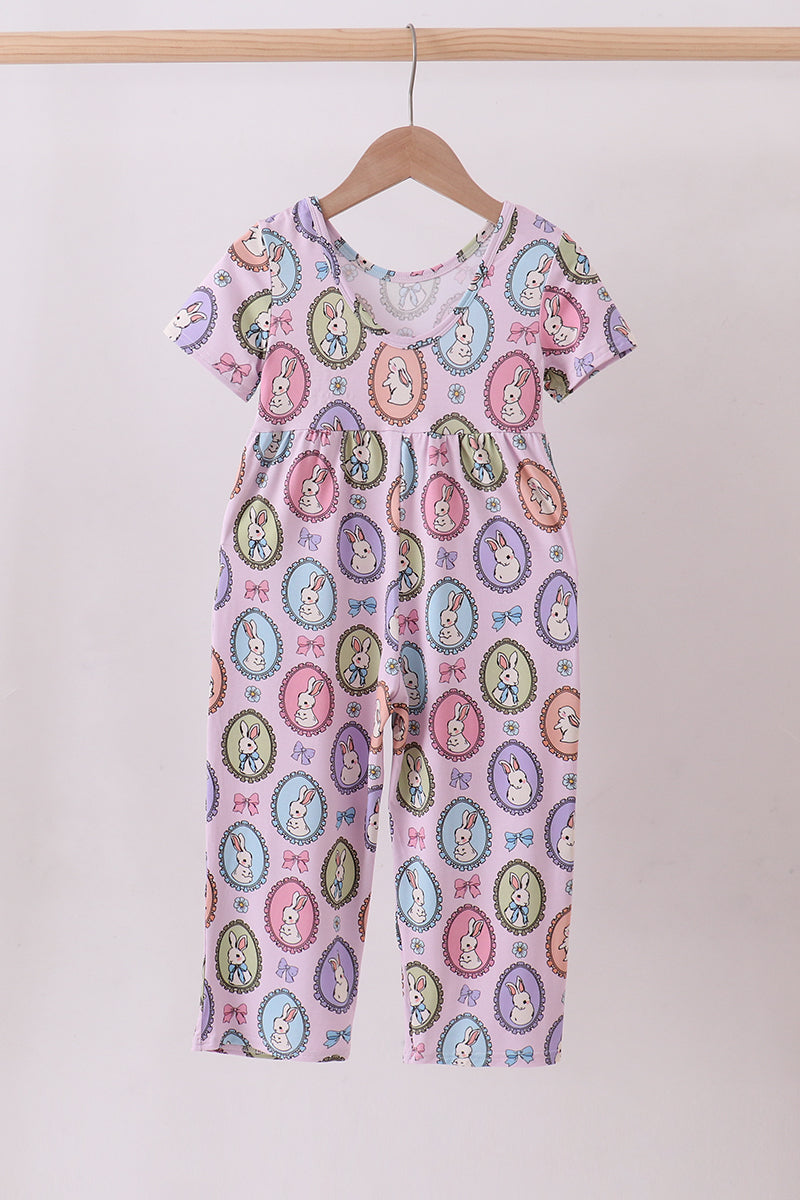 Purple bunny print bamboo jumpsuit