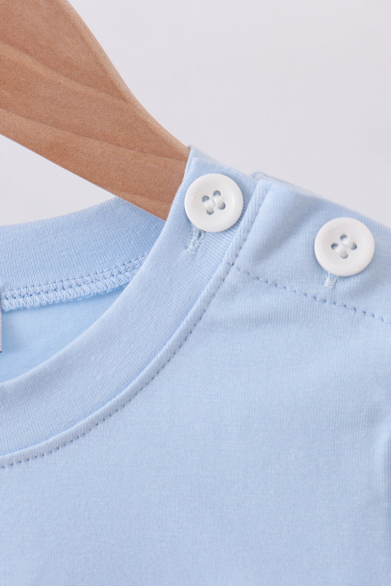 Blue Puppy & Clover Top