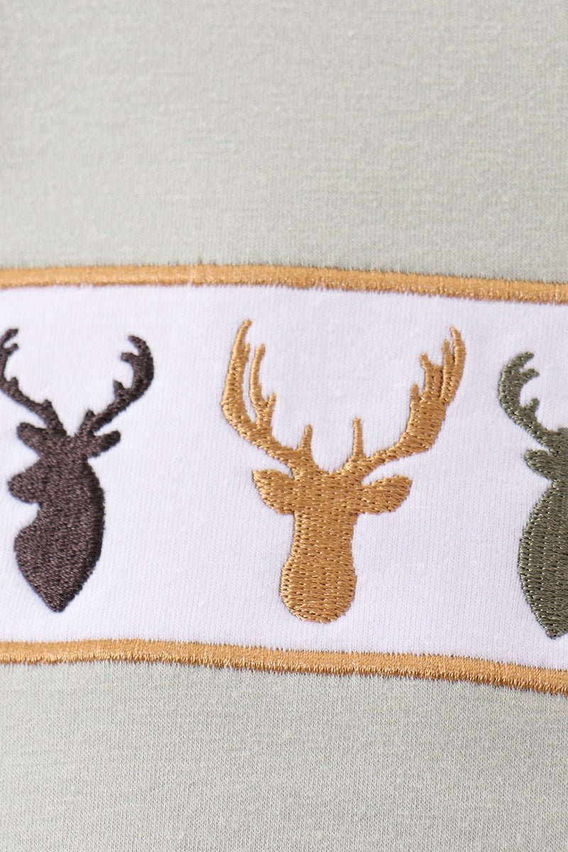 Camouflage deer antler embroidery shorts set