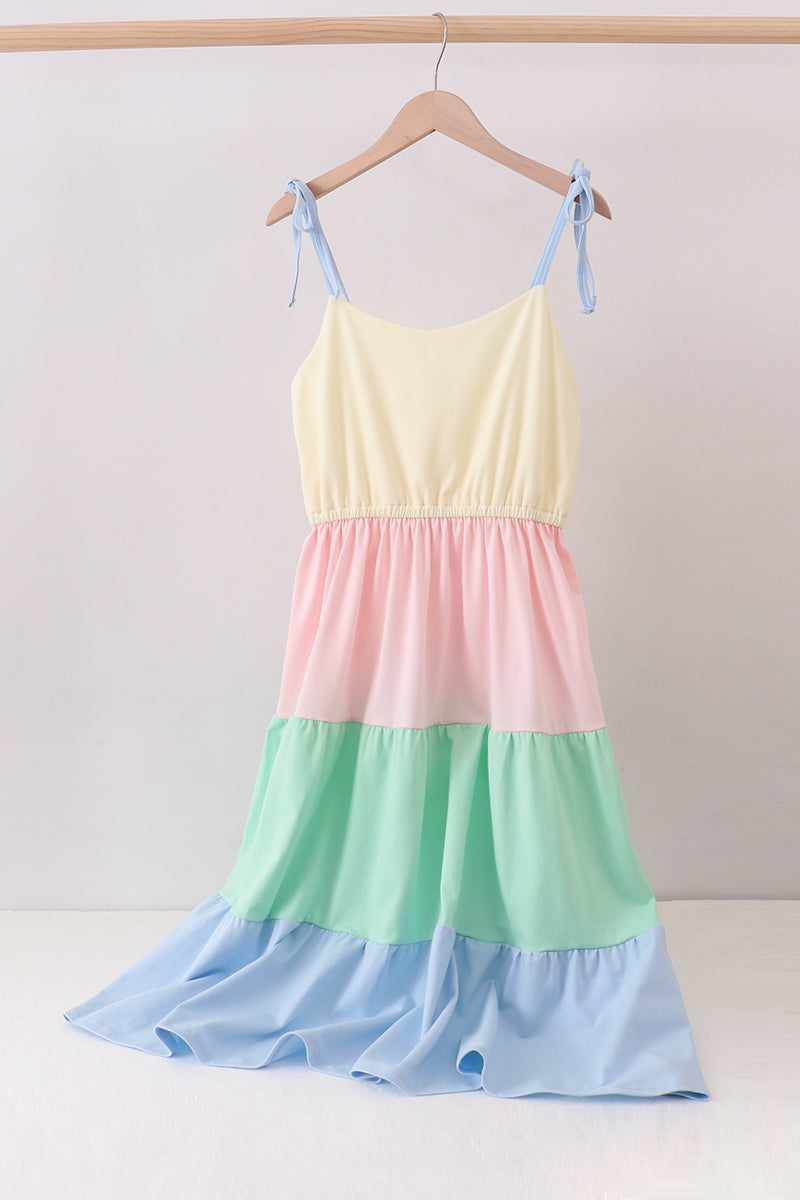 Color block tiered mini and mama dress