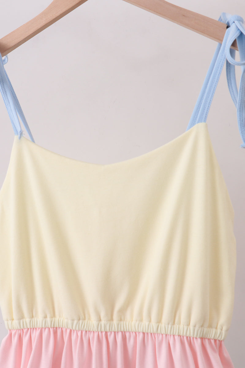 Color block tiered mini and mama dress